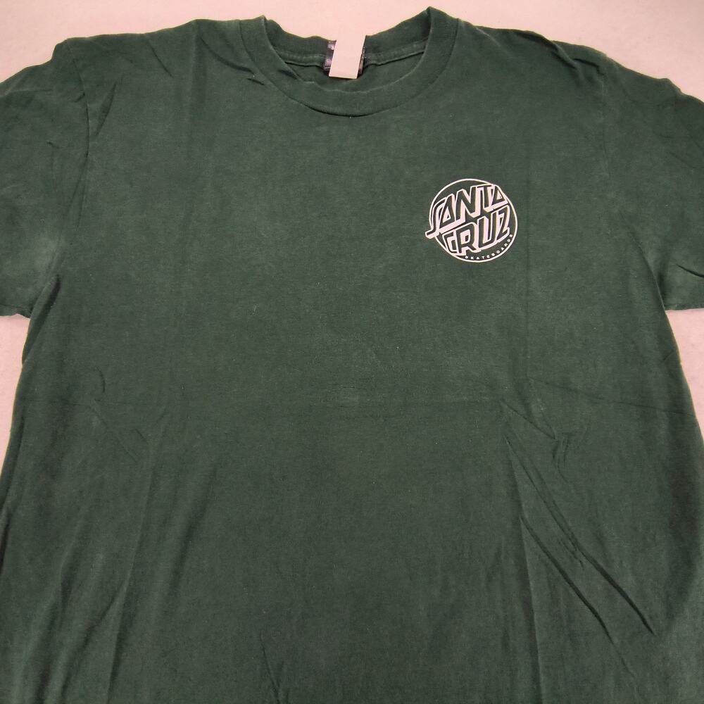 Santa Cruz Casual Crew Neck Short Sleeve Graphic Shirt Mens Size Large L Green